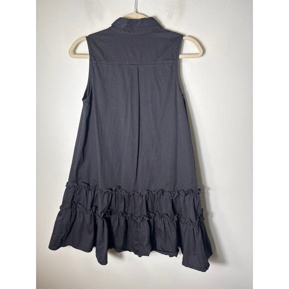 TCEC Black Cotton Sleeveless Tiered Mini Dress Sz S - Picture 2 of 2
